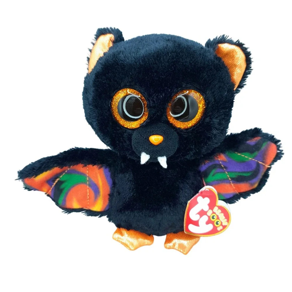 Ty Beanie Boos Scarem the Bat Halloween Plush Black Orange Glitter Eyes 6 inch